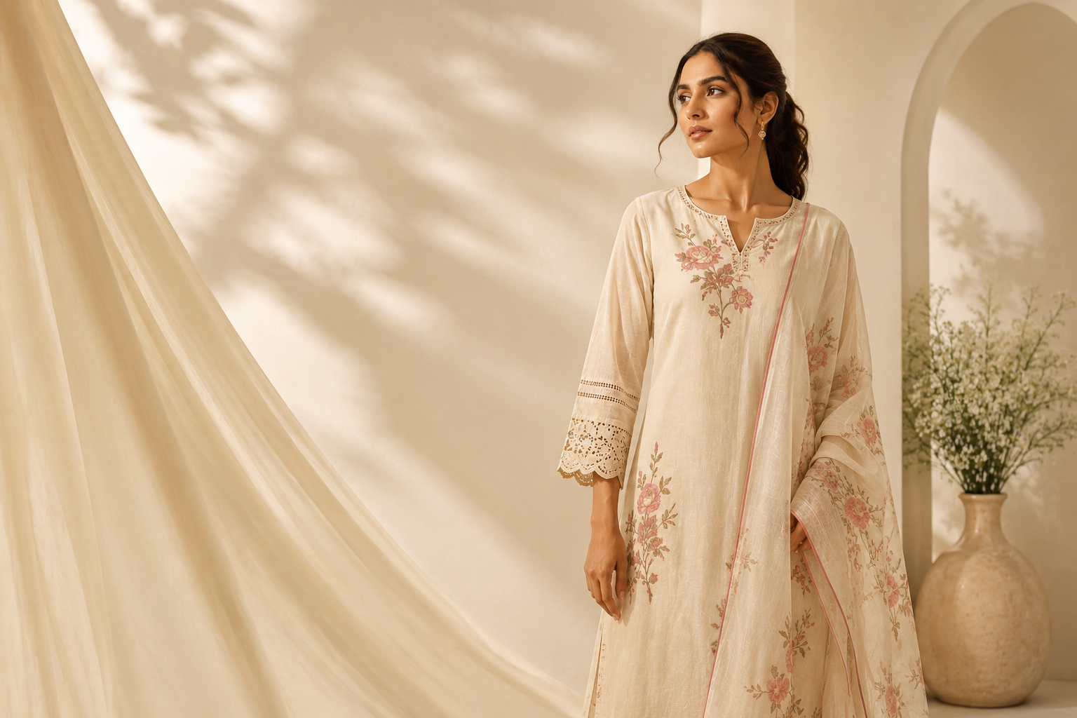 Woman in elegant Veshaa kurta
